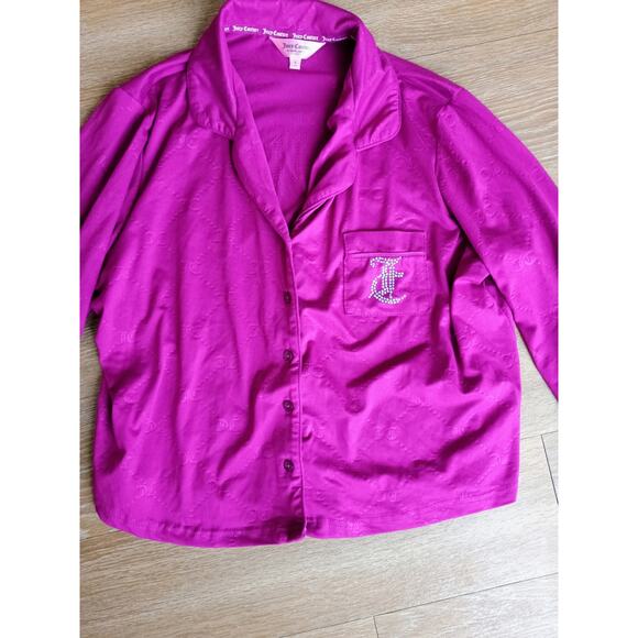 Juicy couture Y2K logo rhinestones soft pajama set long sleeve and pants Large - Picture 6 of 10